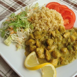 Zöldborsós csirkecurry