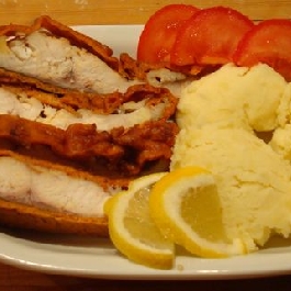 Pácolt busa bundázva sütve